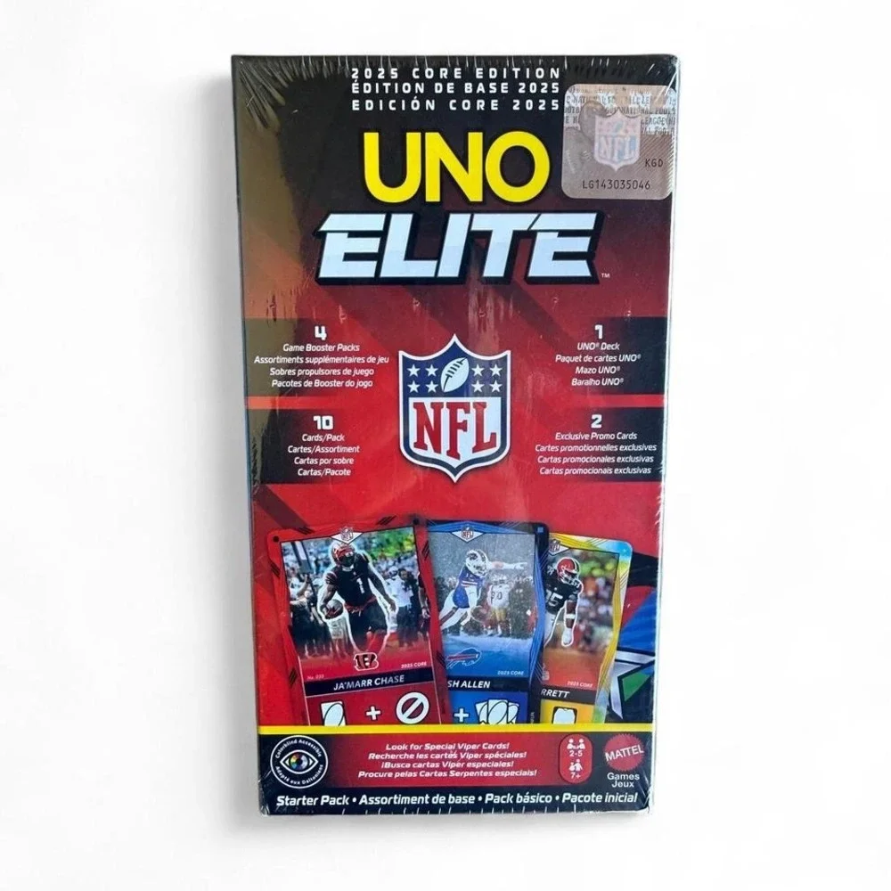 Mattel UNO Elite NFL 2025 Core Edition Starter Pack Unisex OS Red Sealed Box